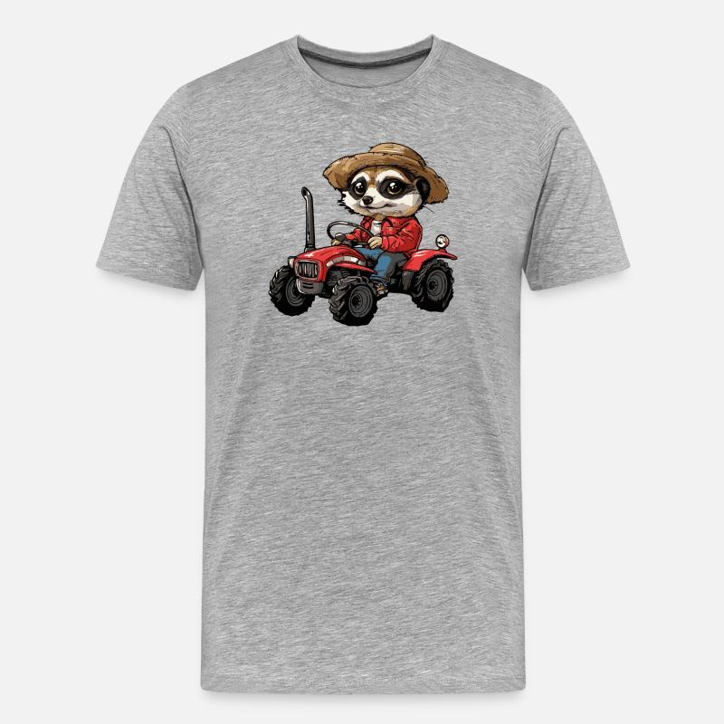 Erdmännchen Traktor Farmer - Männer Premium Bio T-Shirt - Grau meliert