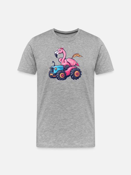 Flamingo Tractor Farmer - T-shirt bio Premium Homme - gris chiné