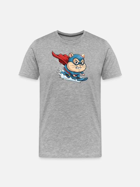 Superhero Hamster Surf Skate Cartoon - Men's Premium Organic T-Shirt - heather grey