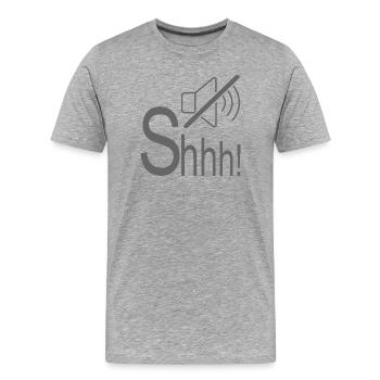 Whisper Silent Shhh - Men's Premium Organic T-Shirt - heather grey - Front - Damien (186cm)