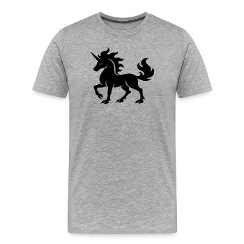 Licorne Ombre avec Art Sombre Fantastique Œil Rouge - T-shirt bio Premium Homme - gris chiné - Devant - Damien (186cm)
