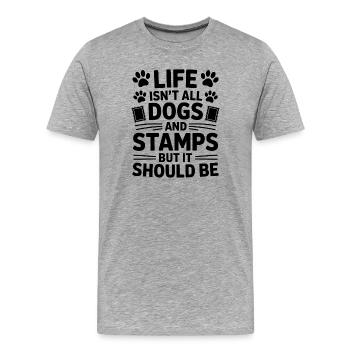 Briefmarken Spruch Hund Witz Briefmarken Geschenk - Männer Premium Bio T-Shirt - Grau meliert - Vorne - Damien (186cm)