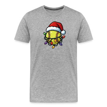 Christmas Softball Funny Softball Player Christmas - Men's Premium Organic T-Shirt - heather grey - Front - Damien (186cm)