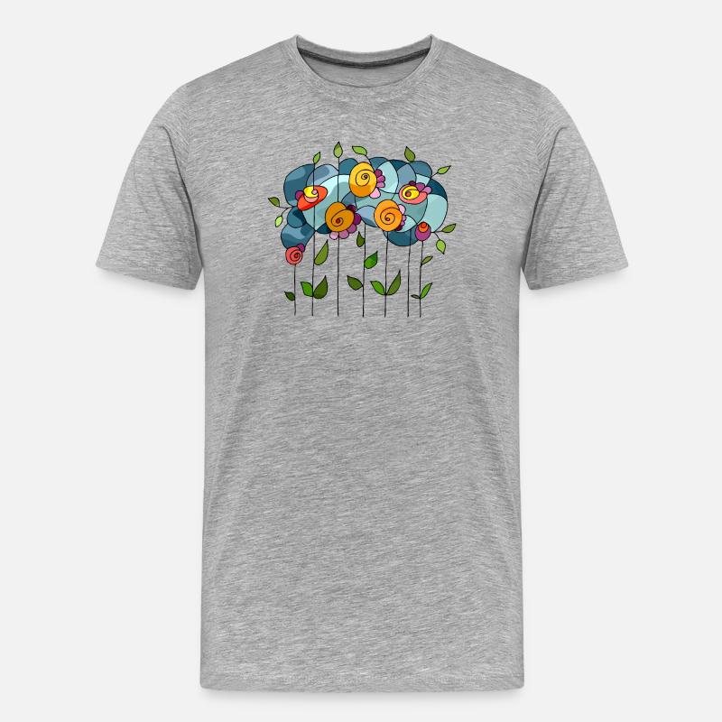 Blumen - Männer Premium Bio T-Shirt - Grau meliert