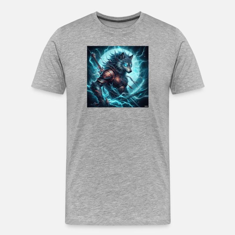 Leuchtende Arkane Wolfsrüstung - Männer Premium Bio T-Shirt - Grau meliert