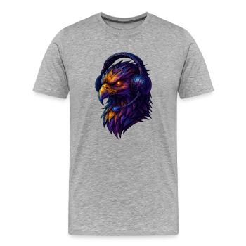 Neon eagle with headset - Men's Premium Organic T-Shirt - heather grey - Front - Damien (186cm)