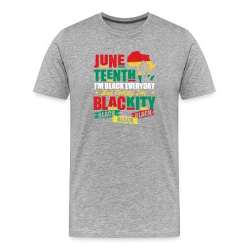 Juneteenth Je suis noire noire noire - T-shirt bio Premium Homme - gris chiné - Devant - Damien (186cm)