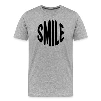 Lettrage clair au sourire avec des contours arrondis - T-shirt bio Premium Homme - gris chiné - Devant - Damien (186cm)