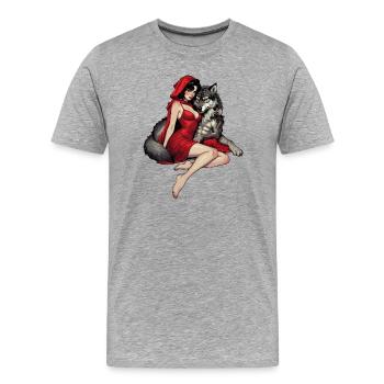 Le Petit Chaperon Rouge avec le Mauvais Loup - T-shirt bio Premium Homme - gris chiné - Devant - Damien (186cm)