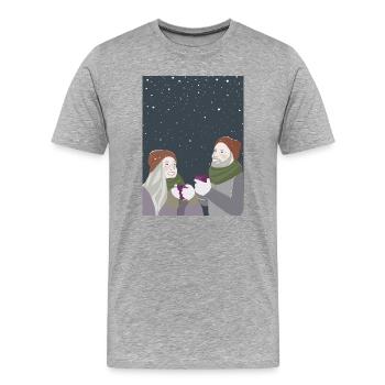 Freunde im Schnee - Männer Premium Bio T-Shirt - Grau meliert - Vorne - Damien (186cm)