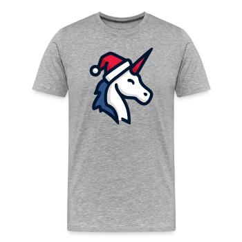 Cool Unicorn Christmas Hat Wink - Men's Premium Organic T-Shirt - heather grey - Front - Damien (186cm)