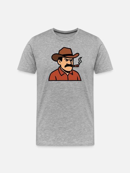 Cowboy with Cigar - Men's Premium Organic T-Shirt - heather grey