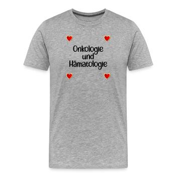 Herzliche Onkologie Hämatologie - Männer Premium Bio T-Shirt - Grau meliert - Vorne - Damien (186cm)