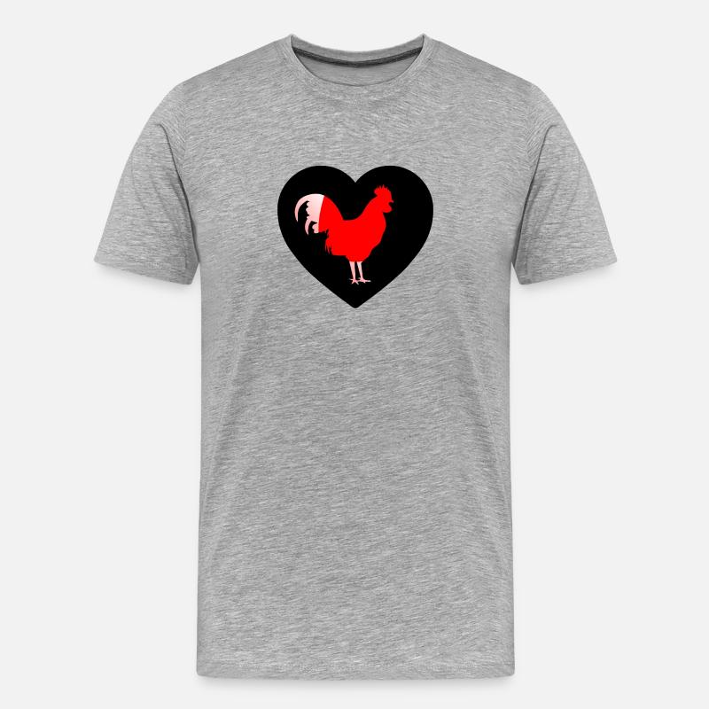 Hahn - Männer Premium Bio T-Shirt - Grau meliert
