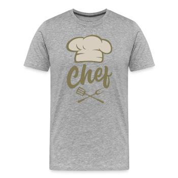 Chef at the grill - Men's Premium Organic T-Shirt - heather grey - Front - Damien (186cm)