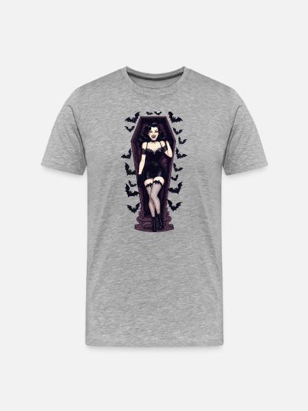 Vampire Pinup in Coffin - Men's Premium Organic T-Shirt - heather grey