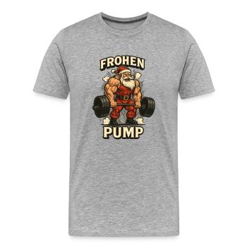 Frohen Pump Weihnachtsmann Outfit - Männer Premium Bio T-Shirt - Grau meliert - Vorne - Damien (186cm)