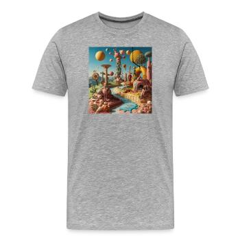 Paysage de bonbons surréaliste - T-shirt bio Premium Homme - gris chiné - Devant - Damien (186cm)