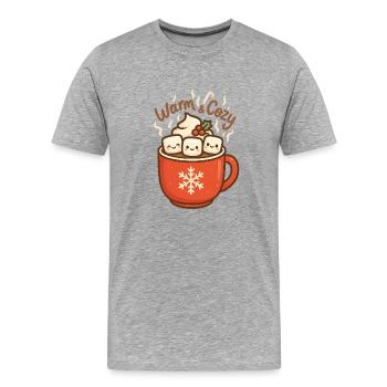 Warm cocoa with marshmallows - Men's Premium Organic T-Shirt - heather grey - Front - Damien (186cm)