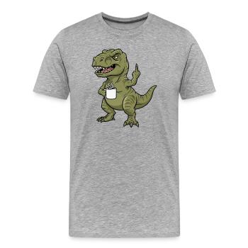 Dino T-Rex Coffee Lève-tôt Lève-tôt Bureau des lève- - T-shirt bio Premium Homme - gris chiné - Devant - Damien (186cm)