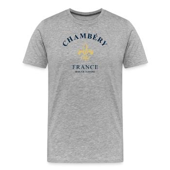Chambéry, France, France - T-shirt bio Premium Homme - gris chiné - Devant - Damien (186cm)