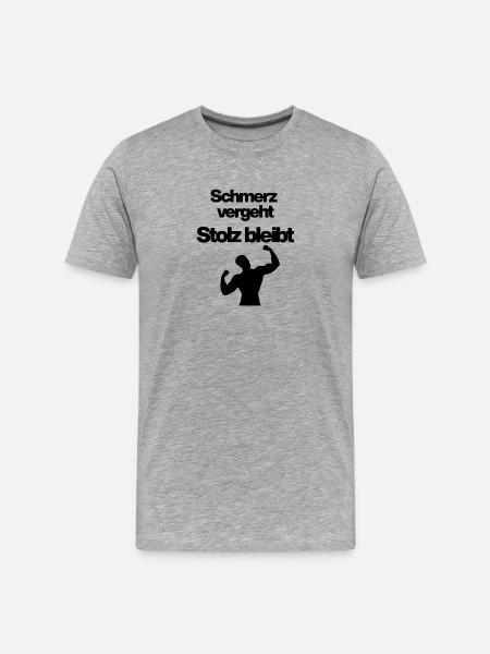 Pain passes, pride remains – bodybuilders, gym - Men's Premium Organic T-Shirt - heather grey