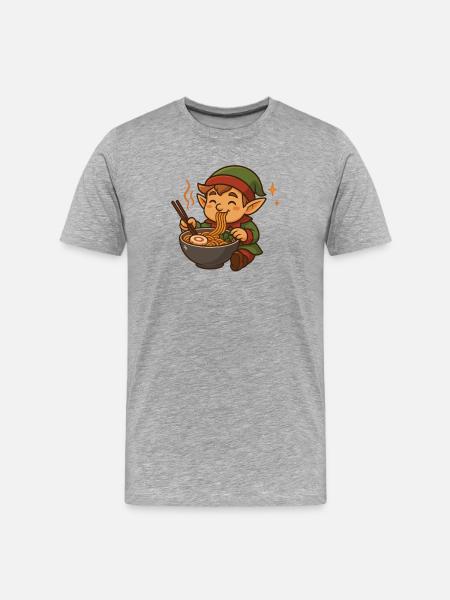 Elf with noodles ramen kawaii elf - Men's Premium Organic T-Shirt - heather grey