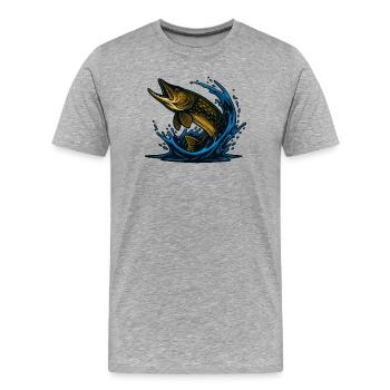 Northern Pike Fish | Customisable Edition - Men's Premium Organic T-Shirt - heather grey - Front - Damien (186cm)