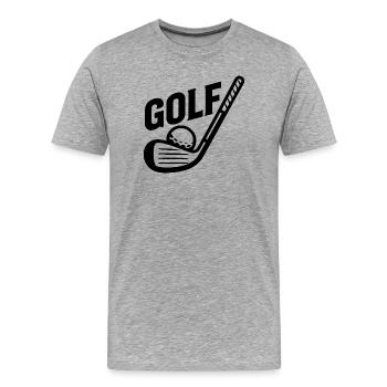 Golf font with golf ball and golf club - Men's Premium Organic T-Shirt - heather grey - Front - Damien (186cm)
