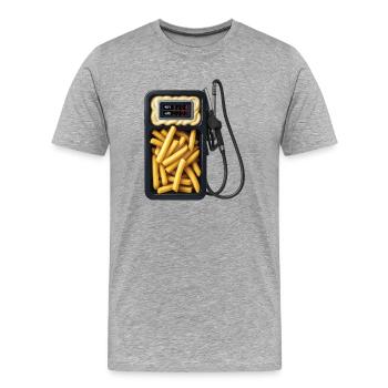 CARBURANT NATIONAL - Bellegique - T-shirt bio Premium Homme - gris chiné - Devant - Damien (186cm)