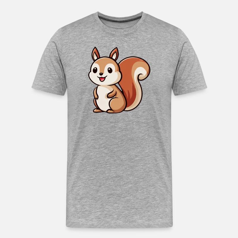 Verspielter Eichhörnchen-Zauber - Männer Premium Bio T-Shirt - Grau meliert