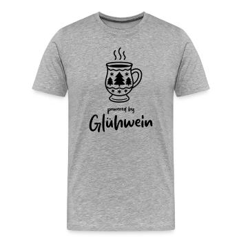 Powered by Glühwein - Im Glühwein liegt die Kraft - Männer Premium Bio T-Shirt - Grau meliert - Vorne - Damien (186cm)