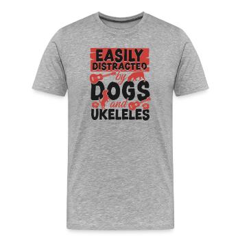 Ukulélé hawaïen Ukulélé Ukulélé Facilement - T-shirt bio Premium Homme - gris chiné - Devant - Damien (186cm)