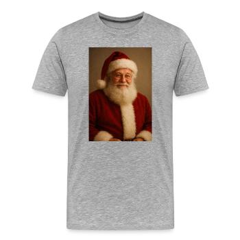 Weihnachtsmann-Klassiker in rotem Fell - Männer Premium Bio T-Shirt - Grau meliert - Vorne - Damien (186cm)