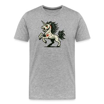 Undead Berserker Unicorn with Scars and Fury - Men's Premium Organic T-Shirt - heather grey - Front - Damien (186cm)