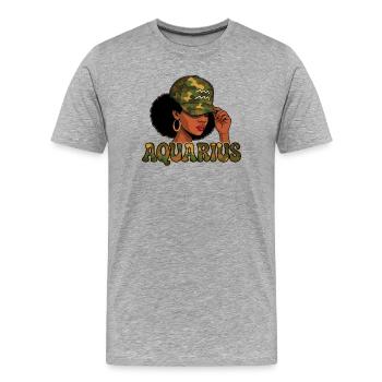 Aquarius Queen – Camo Afro Girl Visionary Spirit - T-shirt bio Premium Homme - gris chiné - Devant - Damien (186cm)
