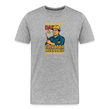 Funny Elevator Inspector Dad And Elevator Mechanic - Männer Premium Bio T-Shirt - Grau meliert - Vorne - Damien (186cm)