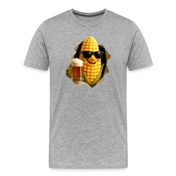 Mais Bier - Männer Premium Bio T-Shirt - Grau meliert - Vorne - Damien (186cm)