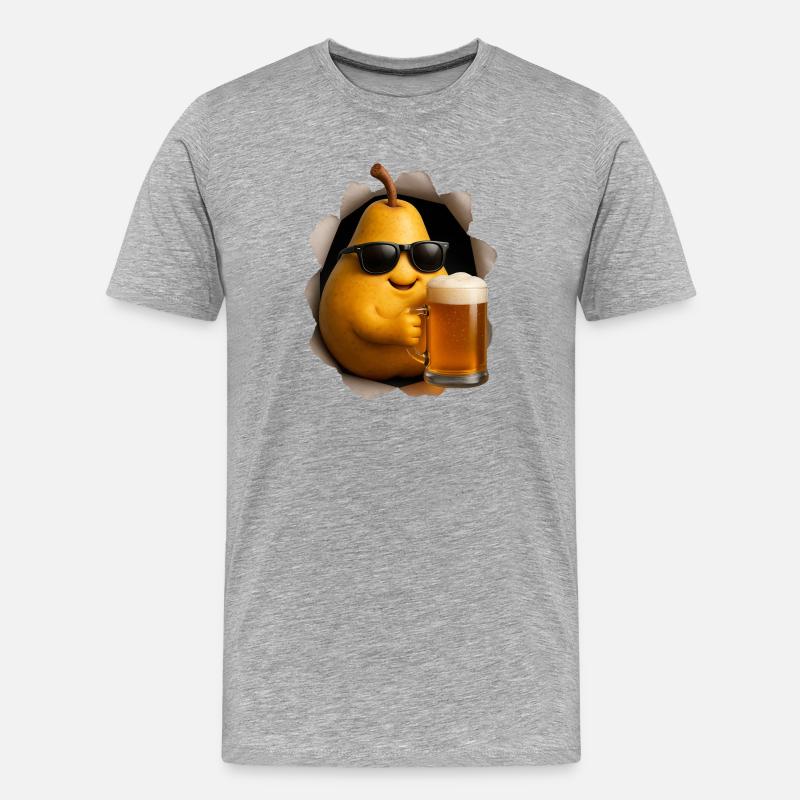 Birne Bier - Männer Premium Bio T-Shirt - Grau meliert