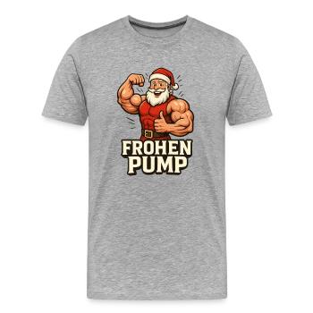 Frohen Pump Bizeps Gym - Männer Premium Bio T-Shirt - Grau meliert - Vorne - Damien (186cm)
