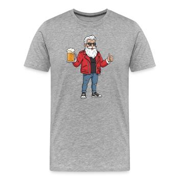 Grand-père rockabilly avec de la bière - T-shirt bio Premium Homme - gris chiné - Devant - Damien (186cm)