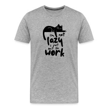 Faule Katze - Männer Premium Bio T-Shirt - Grau meliert - Vorne - Damien (186cm)