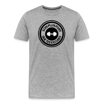 Sois Plus Fort Que Tes Excuses - Sport Musculation - T-shirt bio Premium Homme - gris chiné - Devant - Damien (186cm)