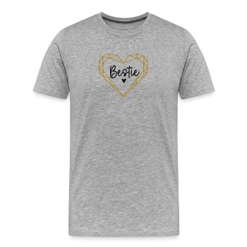 Polygone de bête Cœur Minimum Meilleurs Amis - T-shirt bio Premium Homme - gris chiné - Devant - Damien (186cm)