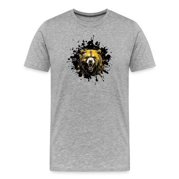 Bär Tier Farbspritzer - Männer Premium Bio T-Shirt - Grau meliert - Vorne - Damien (186cm)