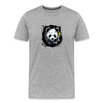 Art éclaboussé d’encre de panda - T-shirt bio Premium Homme - gris chiné - Devant - Damien (186cm)