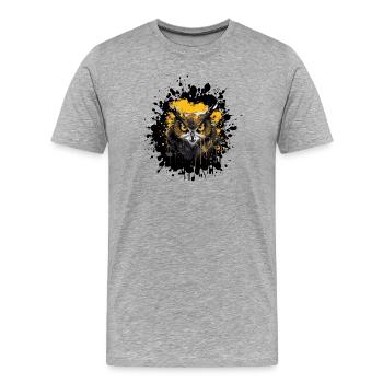 Eule Nachteule Splatter - Männer Premium Bio T-Shirt - Grau meliert - Vorne - Damien (186cm)