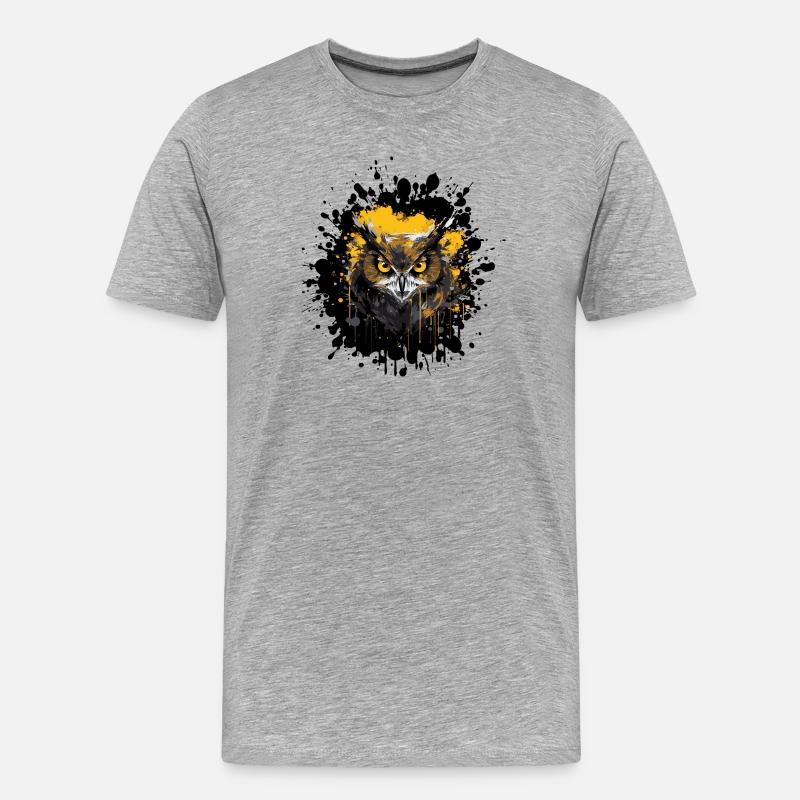 Eule Nachteule Splatter - Männer Premium Bio T-Shirt - Grau meliert