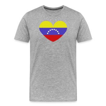 Venezuela-Herzflagge - Männer Premium Bio T-Shirt - Grau meliert - Vorne - Damien (186cm)