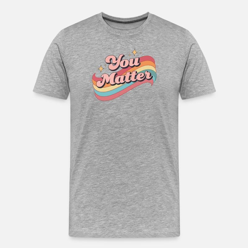 Du Zählst Retro Regenbogen - Männer Premium Bio T-Shirt - Grau meliert